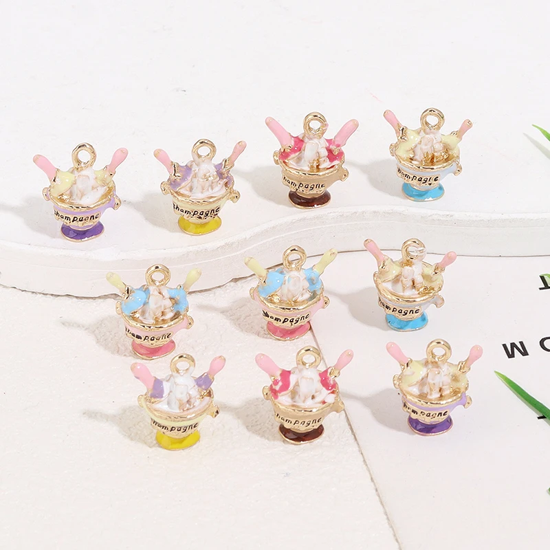 10pcs Mix Color Alloy Oil-drop Simulated Color Ice cream Pendant for Jewelry Making DIY Necklace Bracelet Accessories