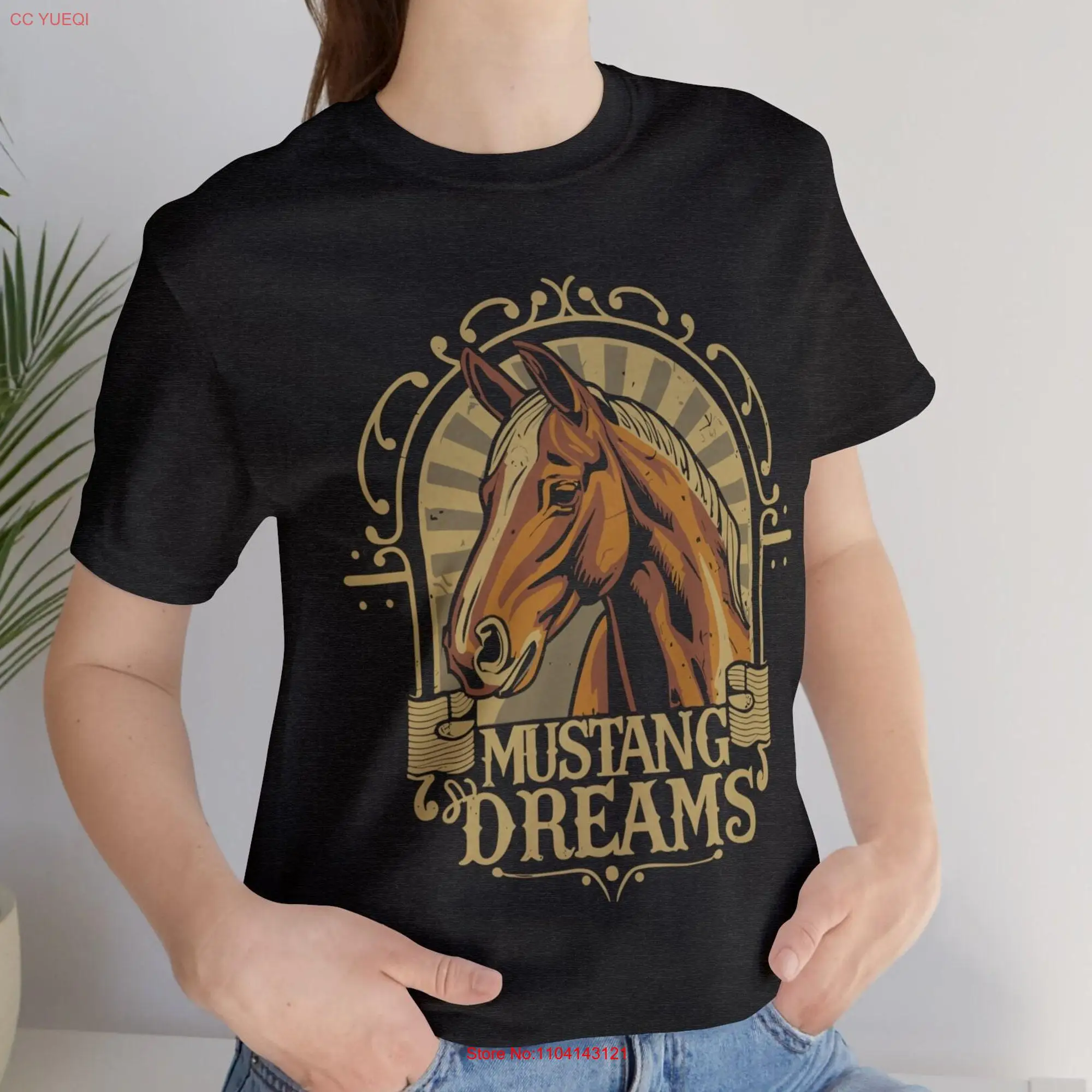 Mustang Dreams Heather Cotton T Shirt Equestrian Love Jersey Top Eco Friendly Casual Wear Sustainable US Fabric