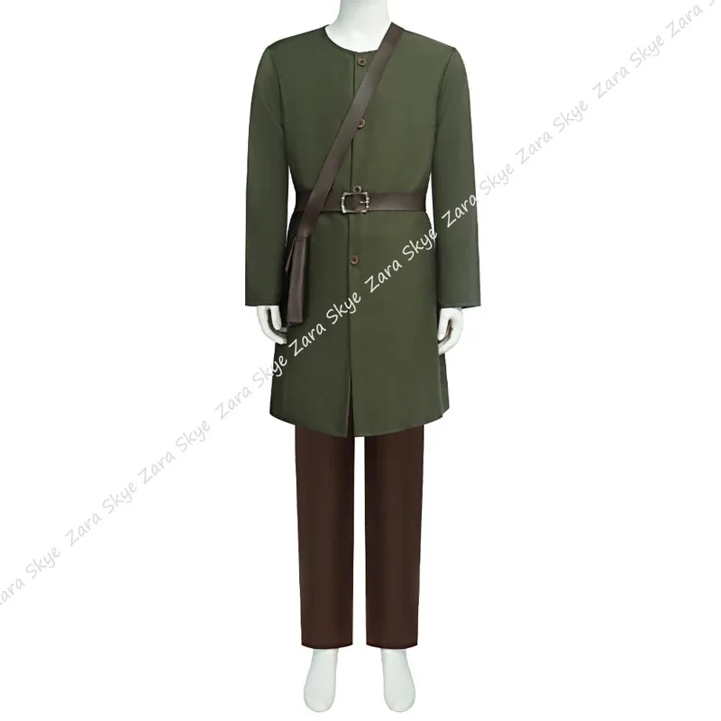Señor de los Anillos cosplay, Bilbo Baggins disfraz hombre adulto capa verde broche uniforme conjunto disfraz de Halloween carnaval Anime mj:3