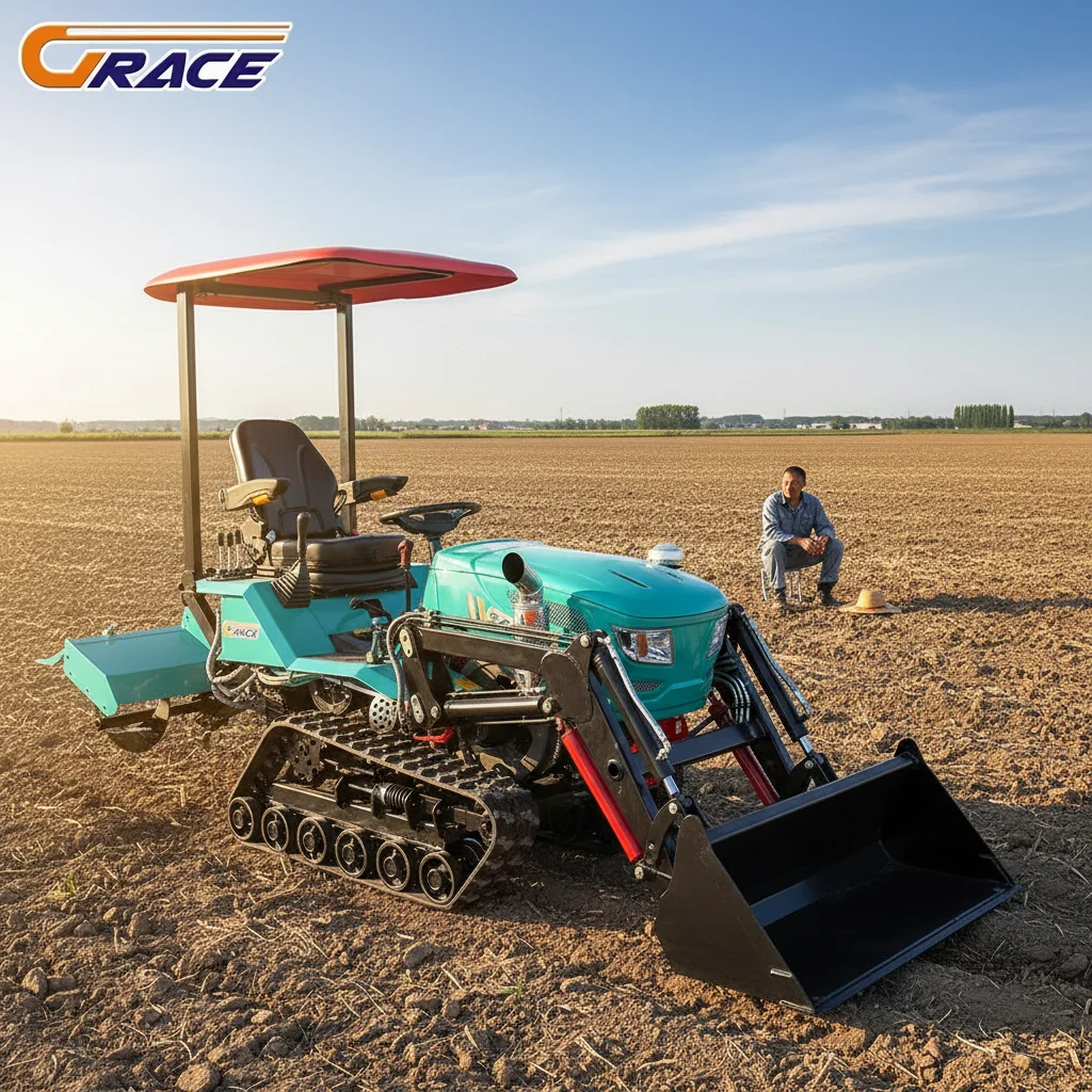 

Настраиваемый гусеничный трактор 40-50 л.с. для сельского хозяйства с фронтальным погрузчиком-ковшом