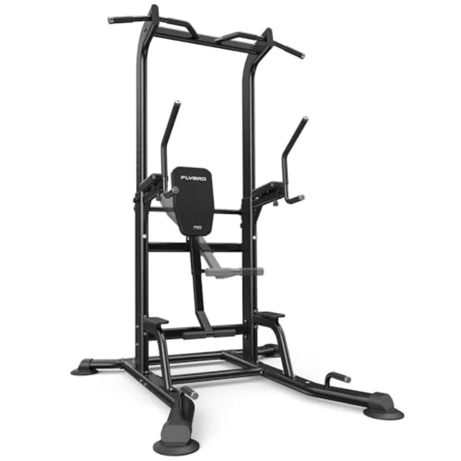 

Home gym power tower with light commercial steel frame, black finish, 800 LBS capacity, multi-function pull-up bar dip station