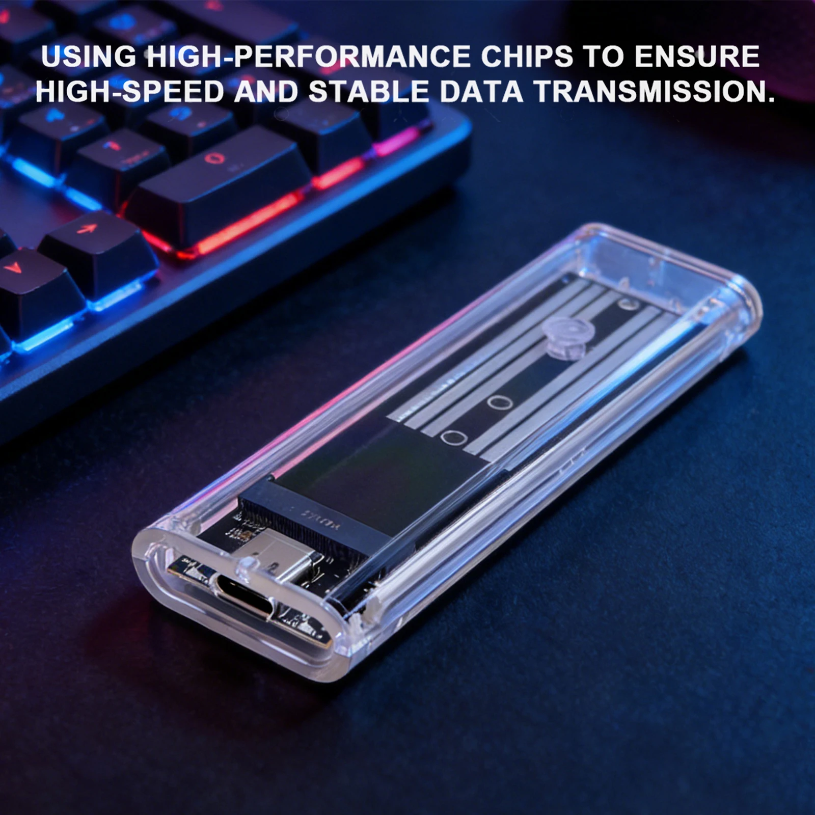 

M.2 NGFF SATA Type C USB 3.1 Hard Disk Box 10Gbps Transparent External SSD Case External SSD Adapter for 2230 2242 2260 2280