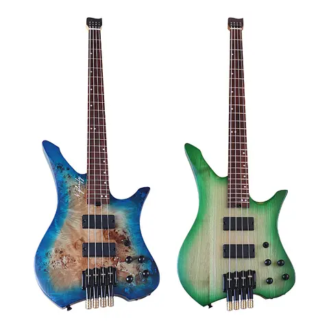 헤드리스 미니 일렉트릭 베이스 기타 솔리드 애쉬우드 바디 매트 마감 4 현 39 인치