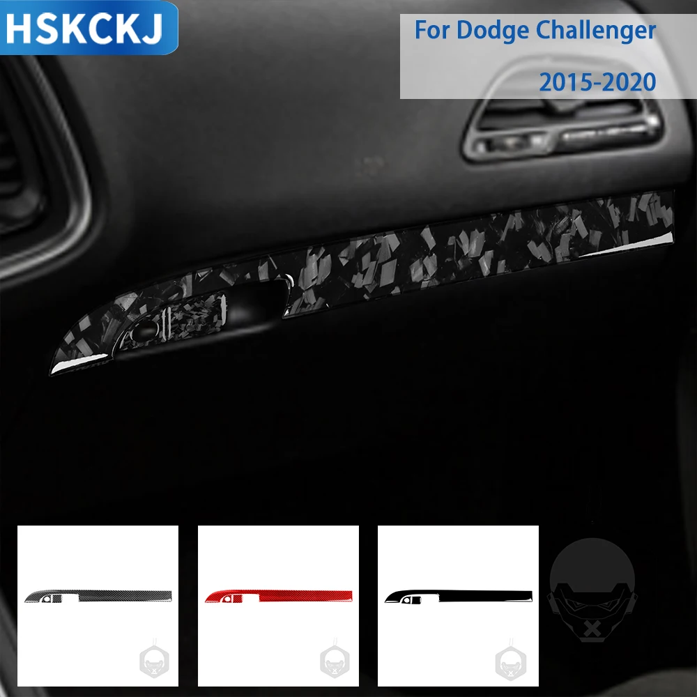 

For Dodge Challenger 2015 2016 2017 2018 2019 2020 Accessories Carbon Fiber Car Interior Passenger Glovebox Panel Trim Sticker