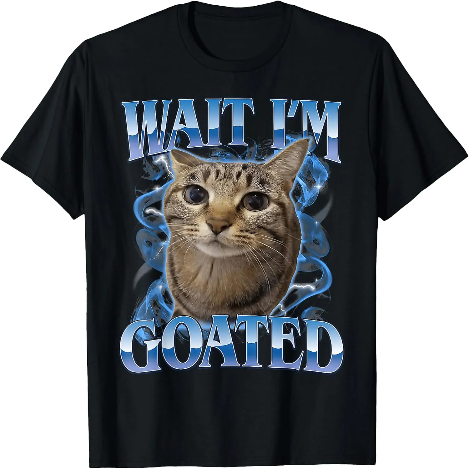 Funny Wait I'm Goated Cat Meme Men Women Humor Graphic T-Shirt