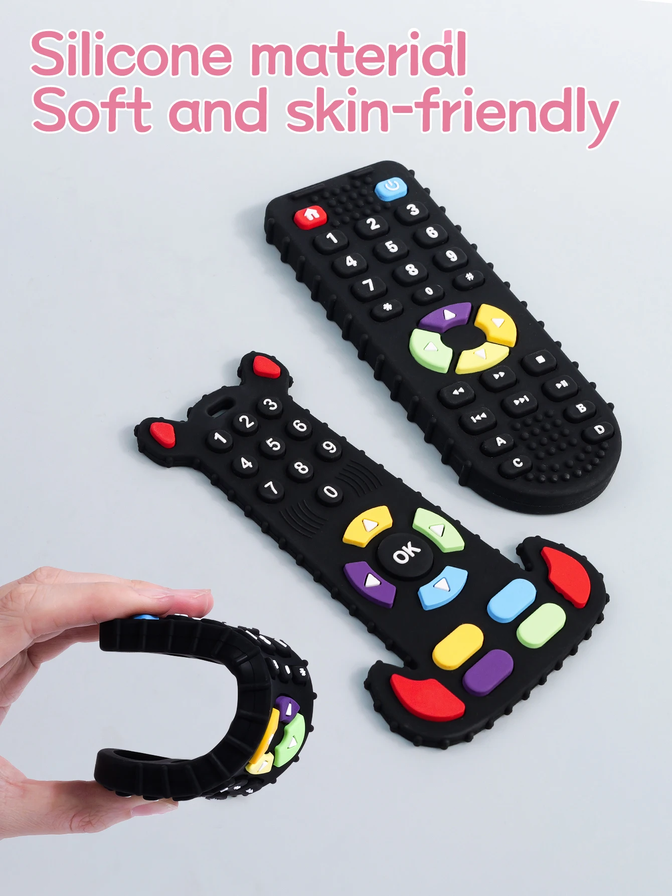 TYRY.HU 2PC Baby Silicone Teether TV Remote Control Shape Teether Rodent Gum Newborns Chew Teething Toy Kids Sensory Educational