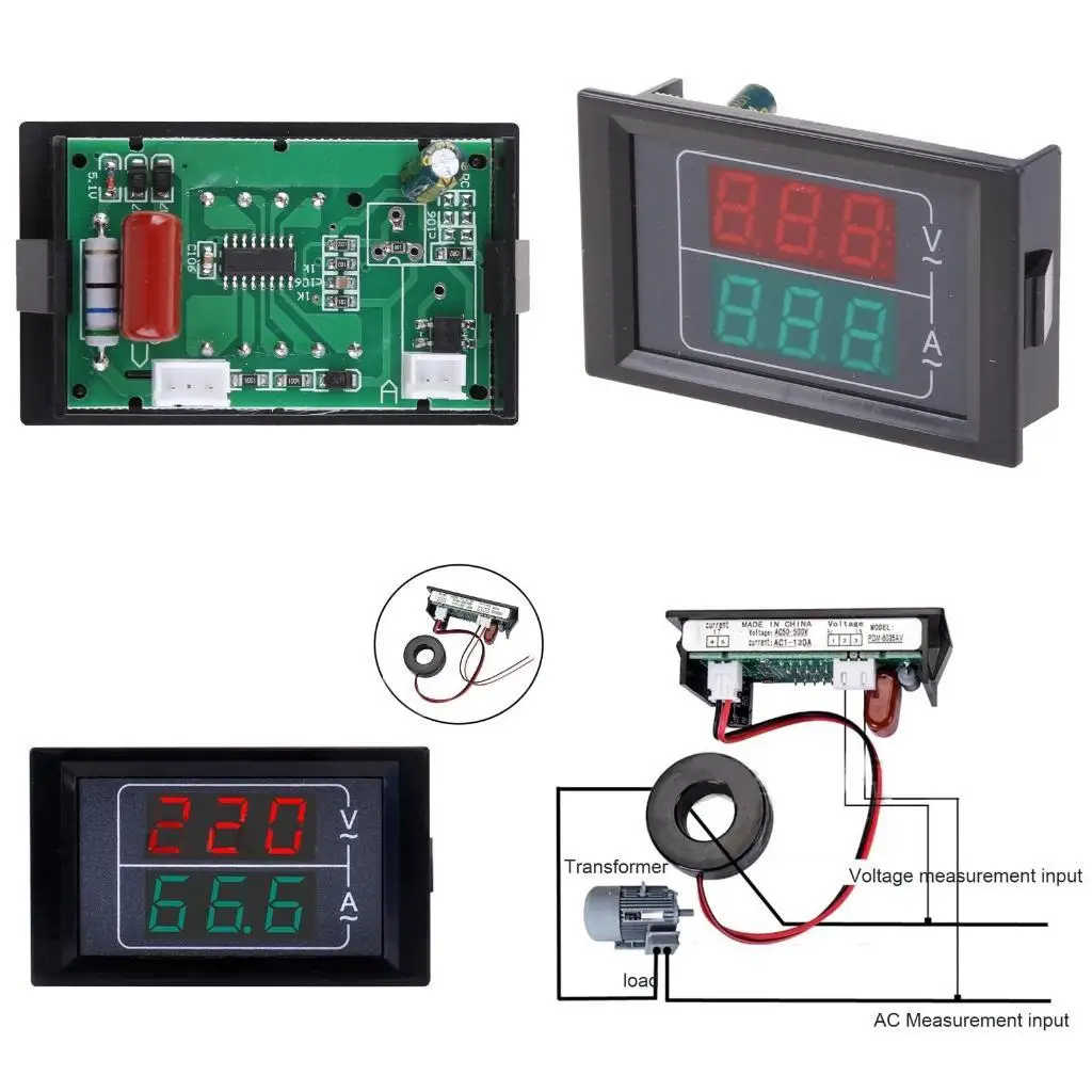 

G6KF LED Voltmeter Ammeter, Red and Green Digital Multimeter Display