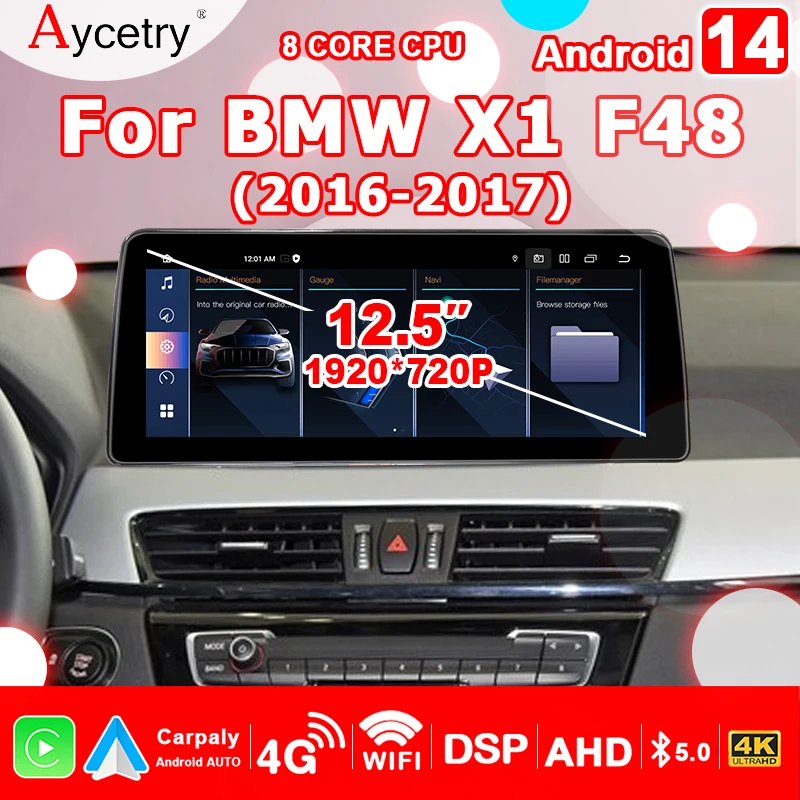 Wireless Carplay Android 14 Auto Stereo autoradio for BMW X1 F48 2016-2018 NBT 2 din Car Radio Multimedia player Screen 4G LTE