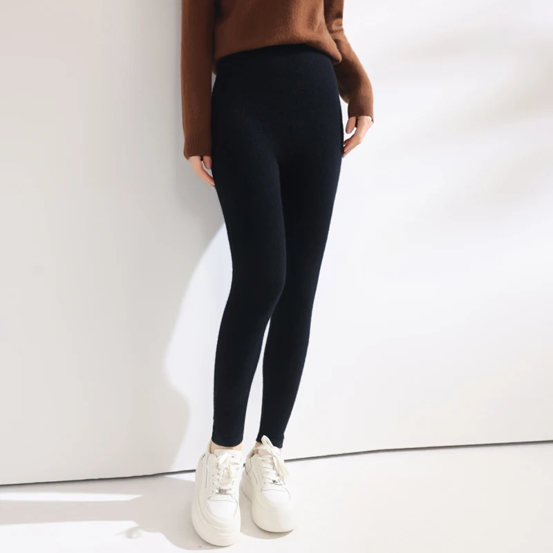 

M-XL 2025 new 100 pure wool leggings for women's autumn and winter high waisted warm long style women's leggings 3 colors