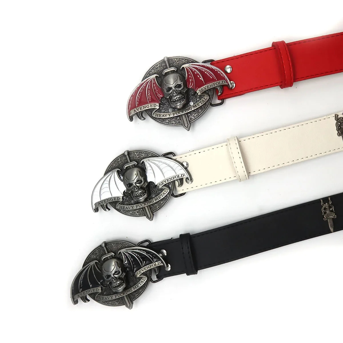 New Designer Skull Wing Belts for Man American Retro Jeans Skirt Accessories Saint Sword Punk Rivet Fashion Y2k Belt view 5