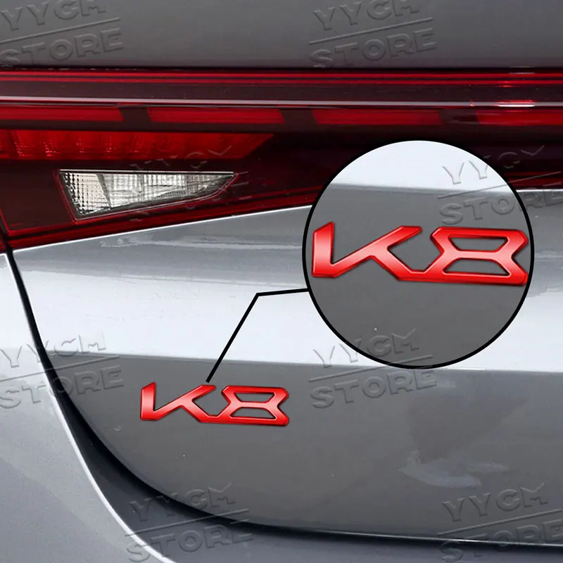 Creative 3D Metal K3 K5 K8 Emblem Sticker Car Side Rear Badge Nameplate Decal For Kia Optima Forte RIO 2 3 4 Sorento Stinger view 2