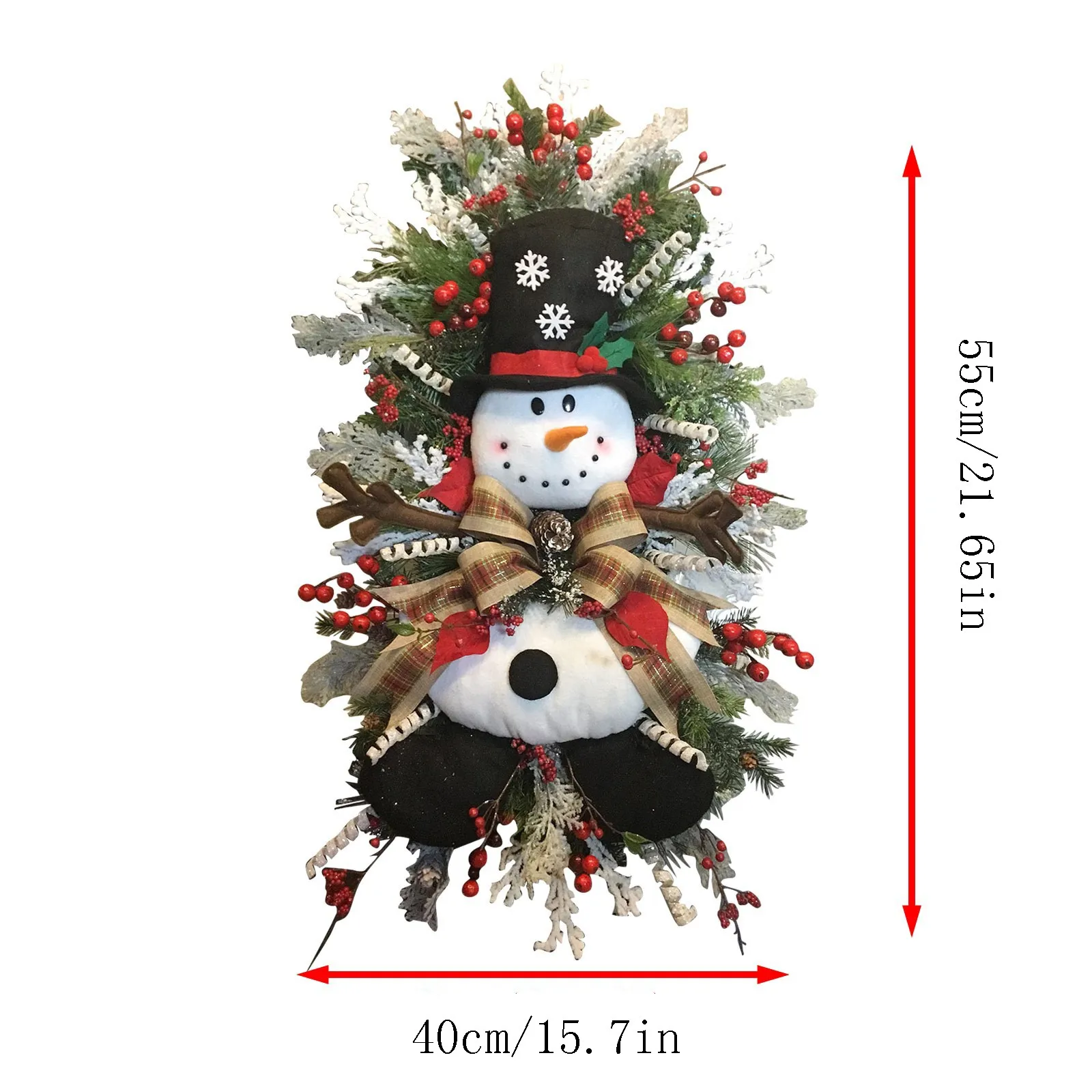 55x40cm Christmas Snowman Wreath Traditional Christmas Advent Wreath, Artificial Decorative Wreath for Christmas Door Decor #2