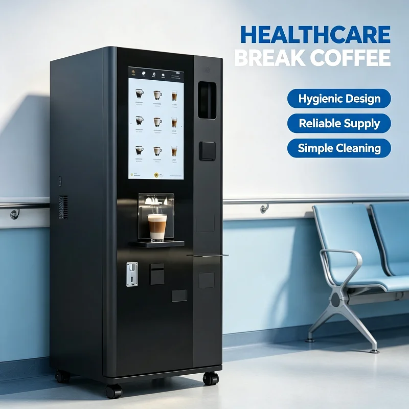 Commercial Coffee Vending Machine, Touch Screen Cashless Dispenser for Office Break Room