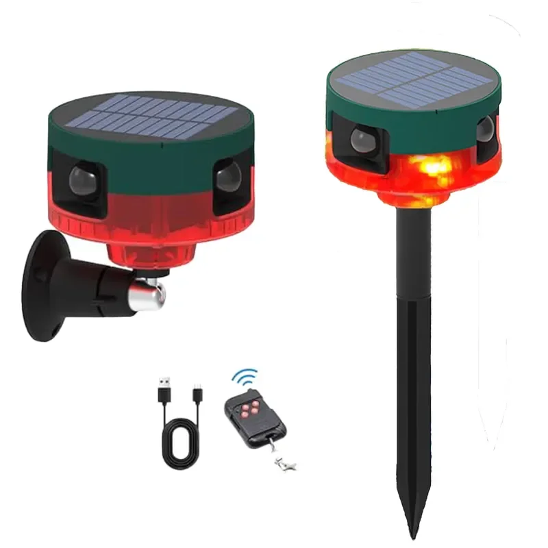 360 Degree Detecteur De Mouvement Solar Outdoor Farm Motion Sensor Alarm Sounds Customized Recordable Waterproof Loud Siren