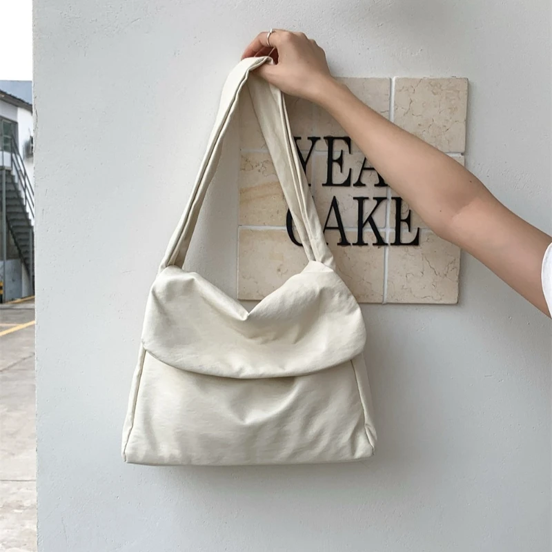 Soft PU Women Shoulder Bag Large Capacity Flip Style Commuting Armpit Bag Fashion Wide Shoulder Strap Tote Bag