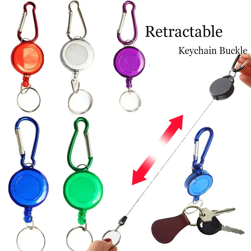 1/2pcs Colorful Multifunctional Roll Retractable Keychain Pendant Rope Bag Recoil ID Card Holder Keyring Key Chain Steel Cord
