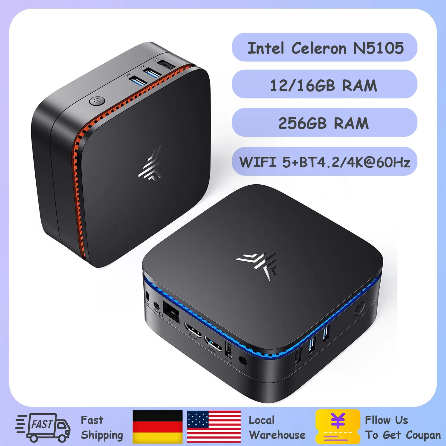 

Мини-ПК ACEMAGICIAN AK1PRO Celeron N5105 2,9 ГГц 16 Гб ОЗУ 512 ГБ SSD M.2 Micro настольный компьютер 4K UHD HDMI X 2 для бизнеса