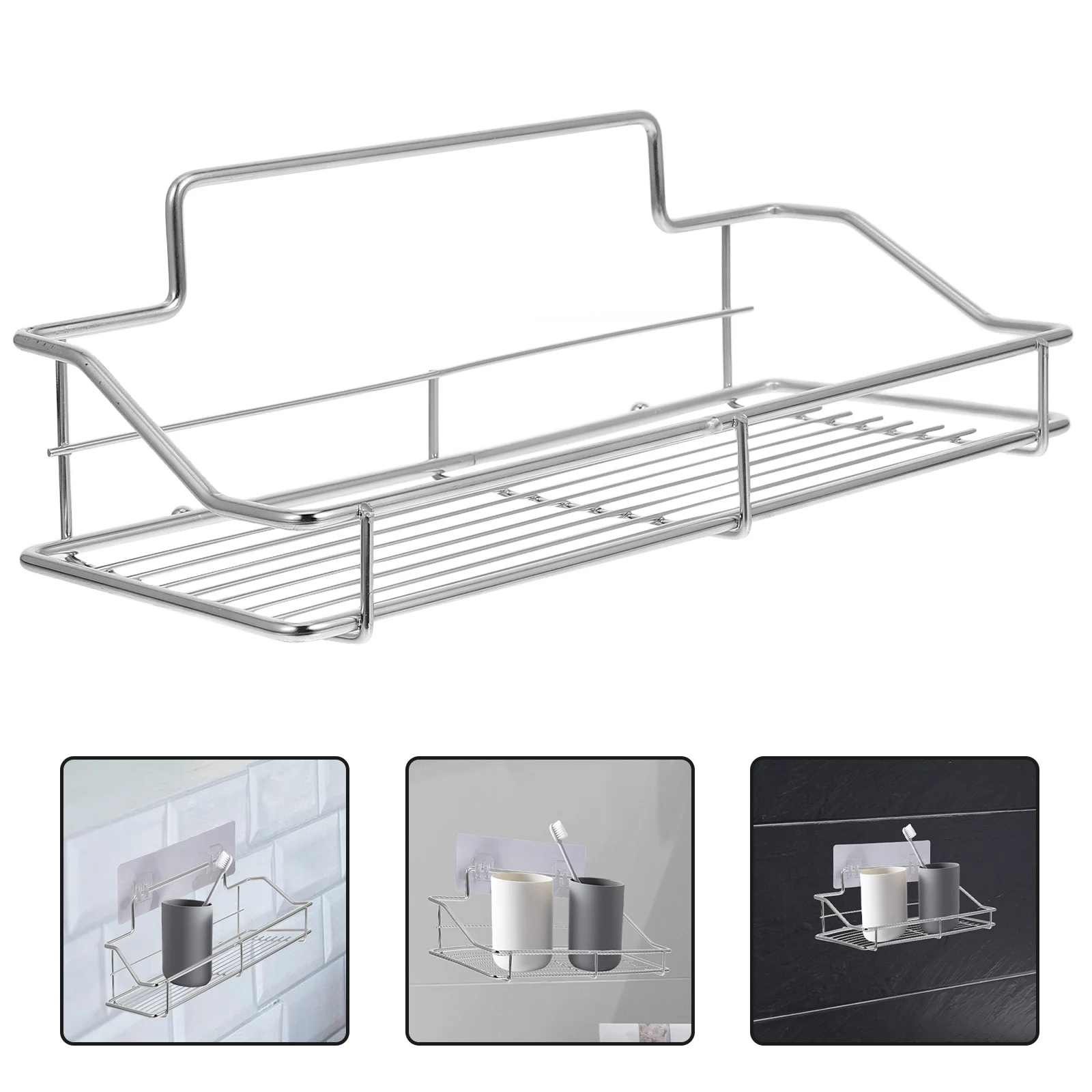 

1pc Kitchen Organizer Basket Sponge Kitchen Storage Holder Holder Adhesive Storage Rack For Sink Bathroom Living Room Dorm Use