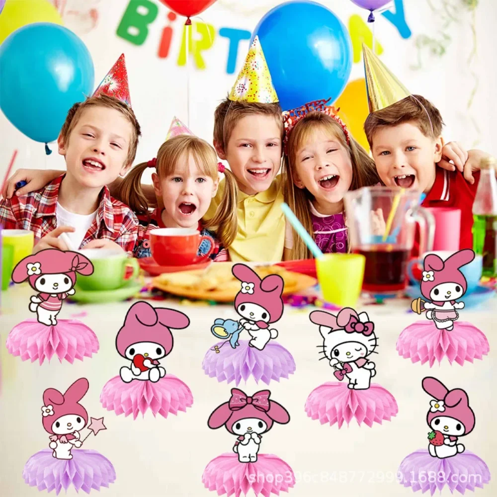 

8pcs Anime Peripheral Kawaii Cute Sanrio My Melody Cartoon Birthday Theme Party Cake Decoration Articles for Use Festivals Gift