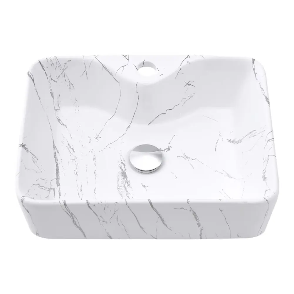 Prostokątny marmurowy zlew ceramiczny