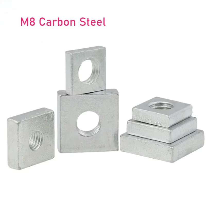 M8 Zinc Plated Carbon Steel Thin Square Nuts Slider Block For Aluminum Profile Accessory Din563