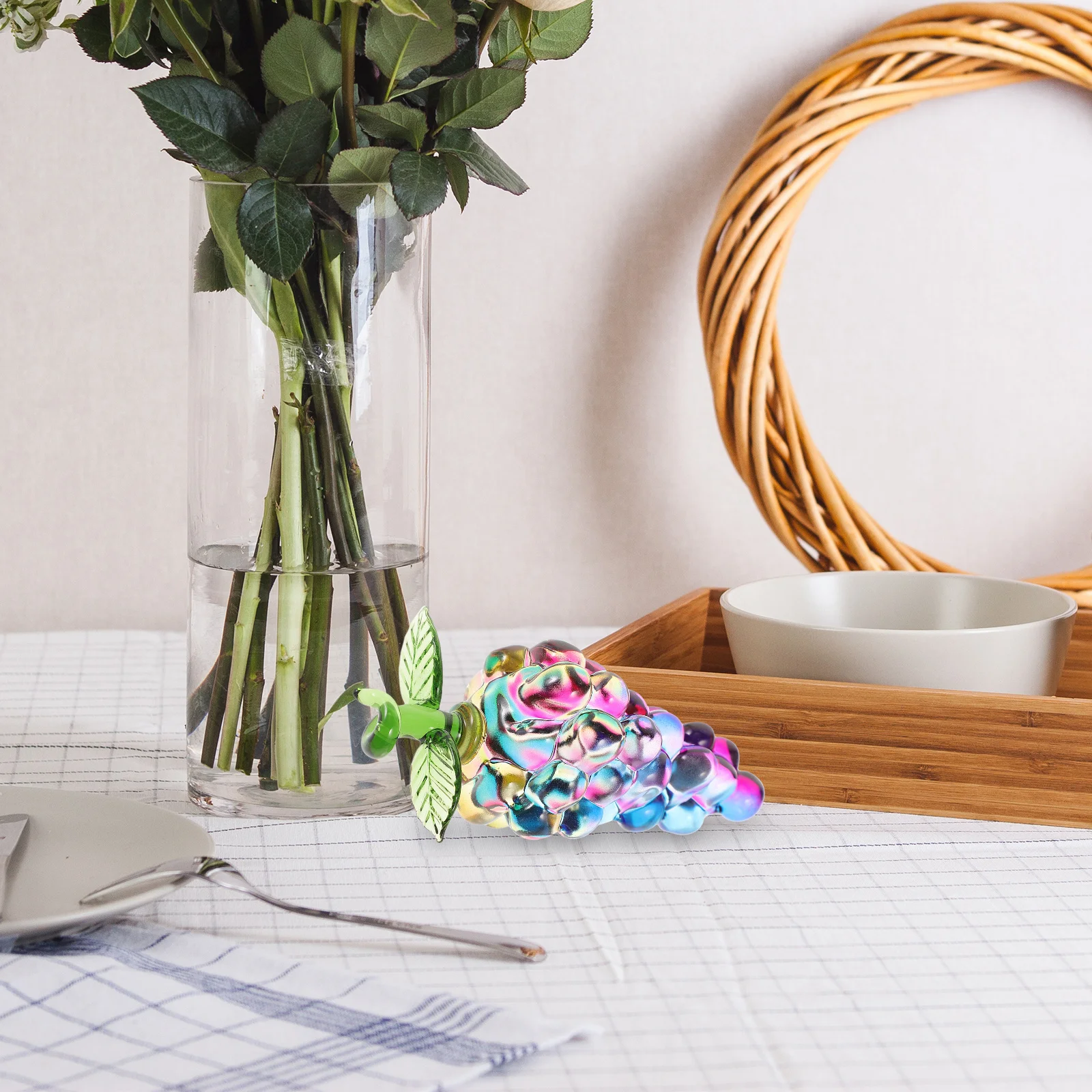 

Crystal Fruit Statue Handcrafted Grape Sculpture for Home Office Decor Elegant Table Centerpiece Gift for Mother's Day Christmas