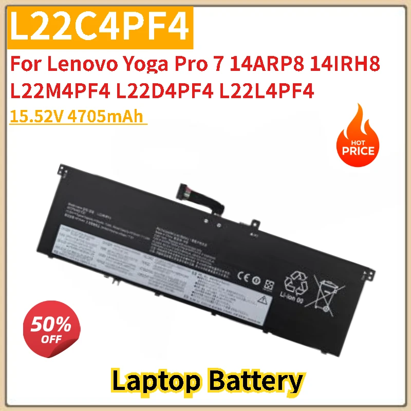 High Quality L22C4PF4 Laptop Battery 15.52V 4705mAh For Lenovo Yoga Pro 7 14ARP8 14IRH8 L22M4PF4 L22L4PF4 L22L4PF4 Brand New