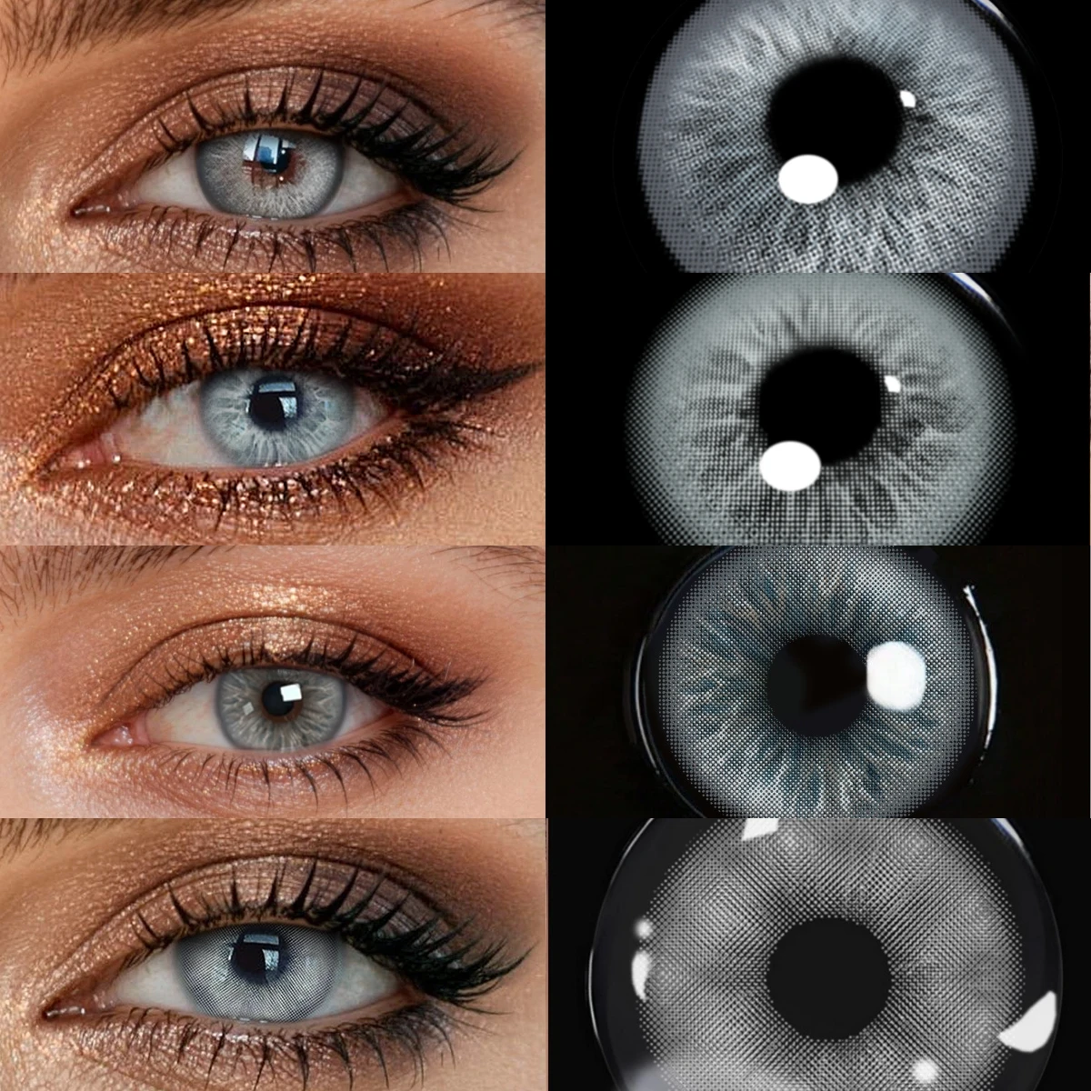 VISUASHOW Glacier Gray Halbjährliche Weiche Farbige Kontaktlinsen Natürliche Feuchtigkeitsspendende Hydratisierende Linse Für Tägliche Augen-Kosmetik-Kontaktlinsen