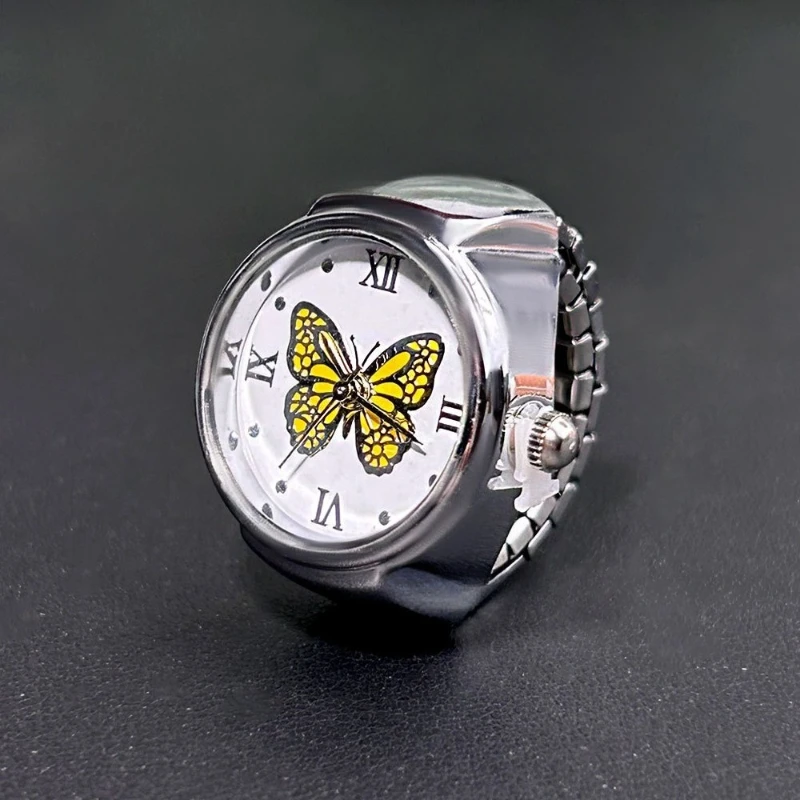 Schmetterling Multi-farbe Ring Uhr Edelstahl Legierung Männer Frauen Einfache Atmosphärische Vielseitige Mode Ring Schmuck Party Geschenke – Detail 6