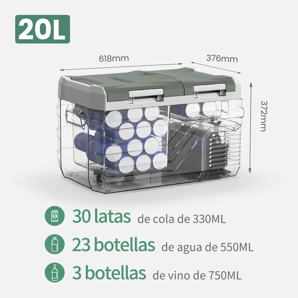 Alpicool NLS 20L 30L 40L Autokoelkast Minikoelkast Vriezer 12V Draagbare compressorkoeler 12/24V DC 100-240V AC voor kamperen