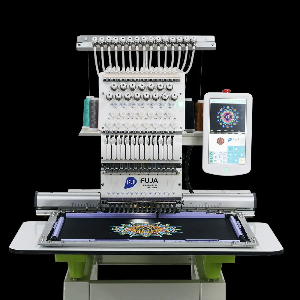 Single Head Embroidery Machine 12 15 Needles Smart Flat Caps Bag Embroidery Machine For T-shirt