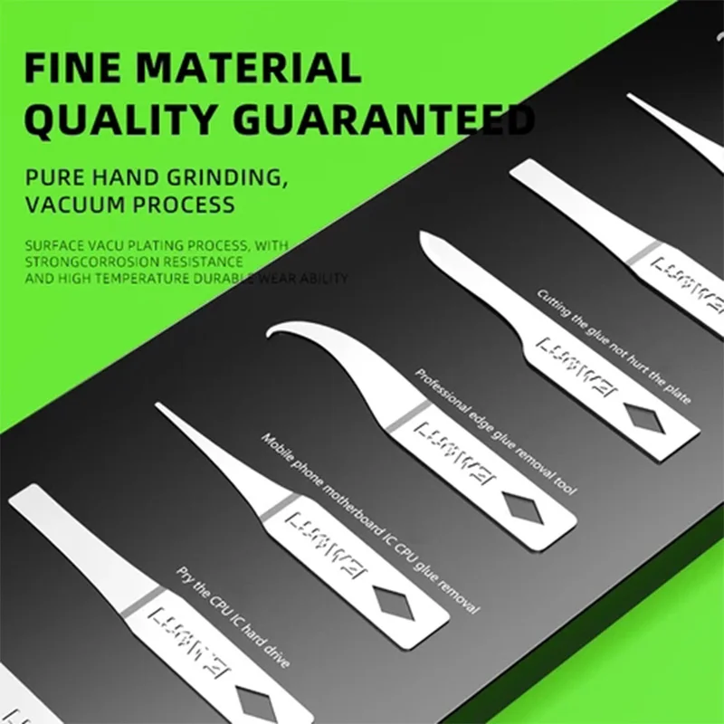 LUOWEI LW-K1 Chip Hard Disk Glue Remover Knife Set, Precision Balance Hard & Soft Blades for CPU Glue Prying & Quick Disassembly