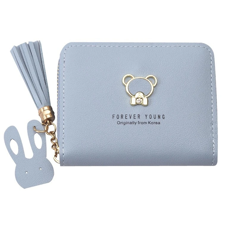 محفظة نسائية صغيرة قصيرة محفظة كيوت بير يابانية وكورية حامل بطاقات صغيرة محفظة عملات معدنية للطلاب الكرتونية