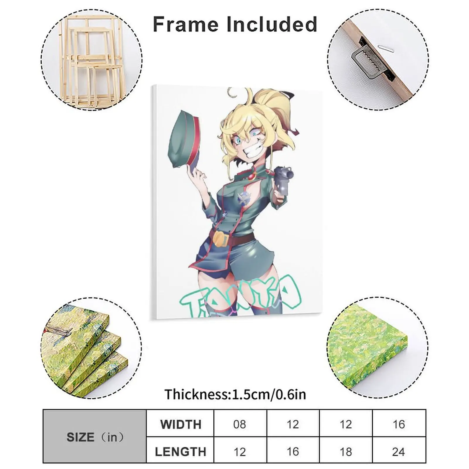 Saga Of Tanya The Evil Poster Canvas Painting Cinema Garage Home Designing Plaques Framed Wall Painting