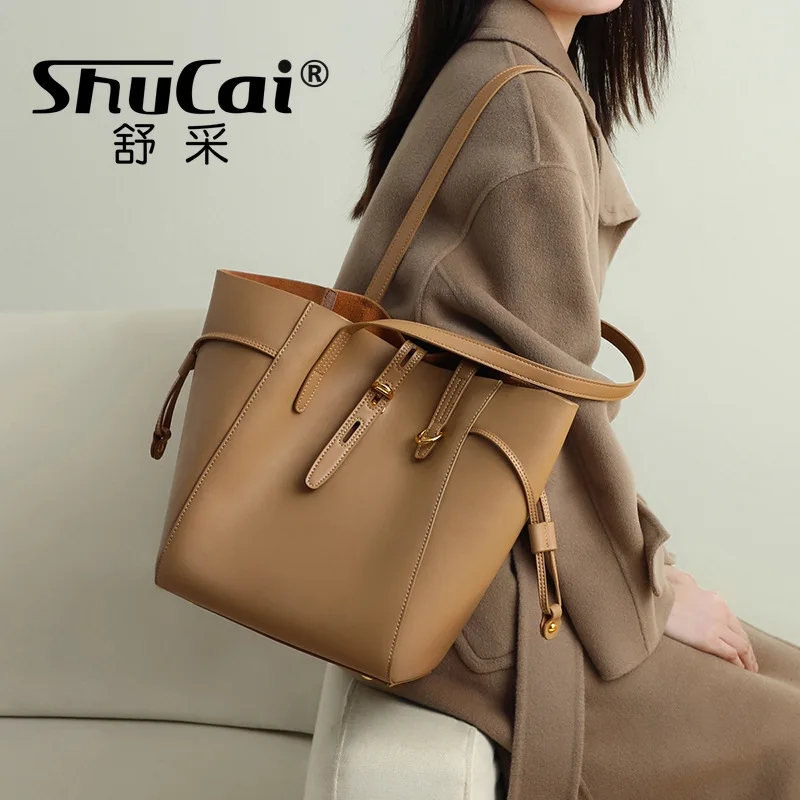 Women's Shoulder Large Armpit Bag Bag Ladies Cowhide Leather Commuter Shopper Bags High Quality Luxury Designer Handbag Big Tote