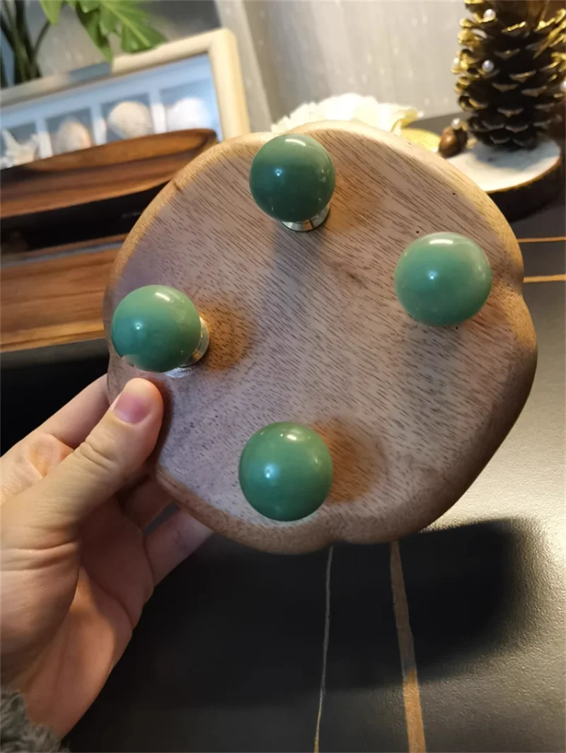 Natuurlijke Erts Messing Meubilair Handvat Lade Knop Groene Jade Handgrepen Voor Keuken Wijnkast Deur Kast Kledingkast Trekt Diy