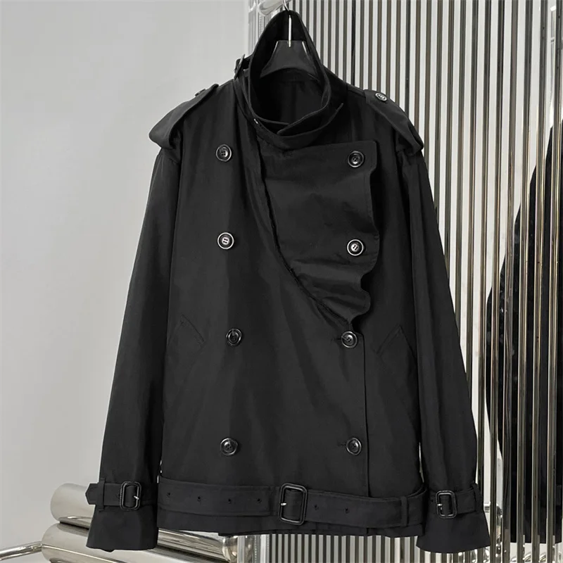 Women's jacket New autumn 2026 double breasted slim fit women's windbreaker Belt decoration pure cotton women's coat trench coat