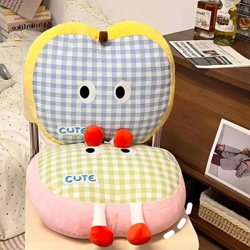 Pretty Plaid Apple Plush Toys Cozy Cotton Fabrics Cartoon Fruit Throw Pillow Fluffy Soothing Back Cushion Lovely Home Decor
