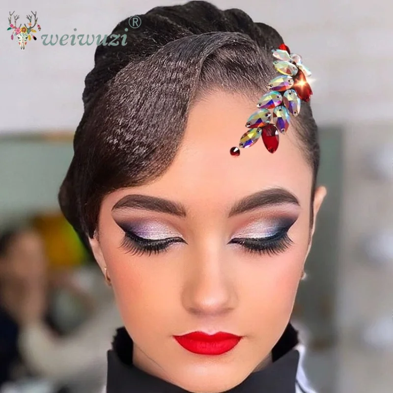 Handmade Modern Dance Headdress Rhinestone Crystal Pearl Flower Dance Headgear Ballroom National Standard Latin Dance Headdress