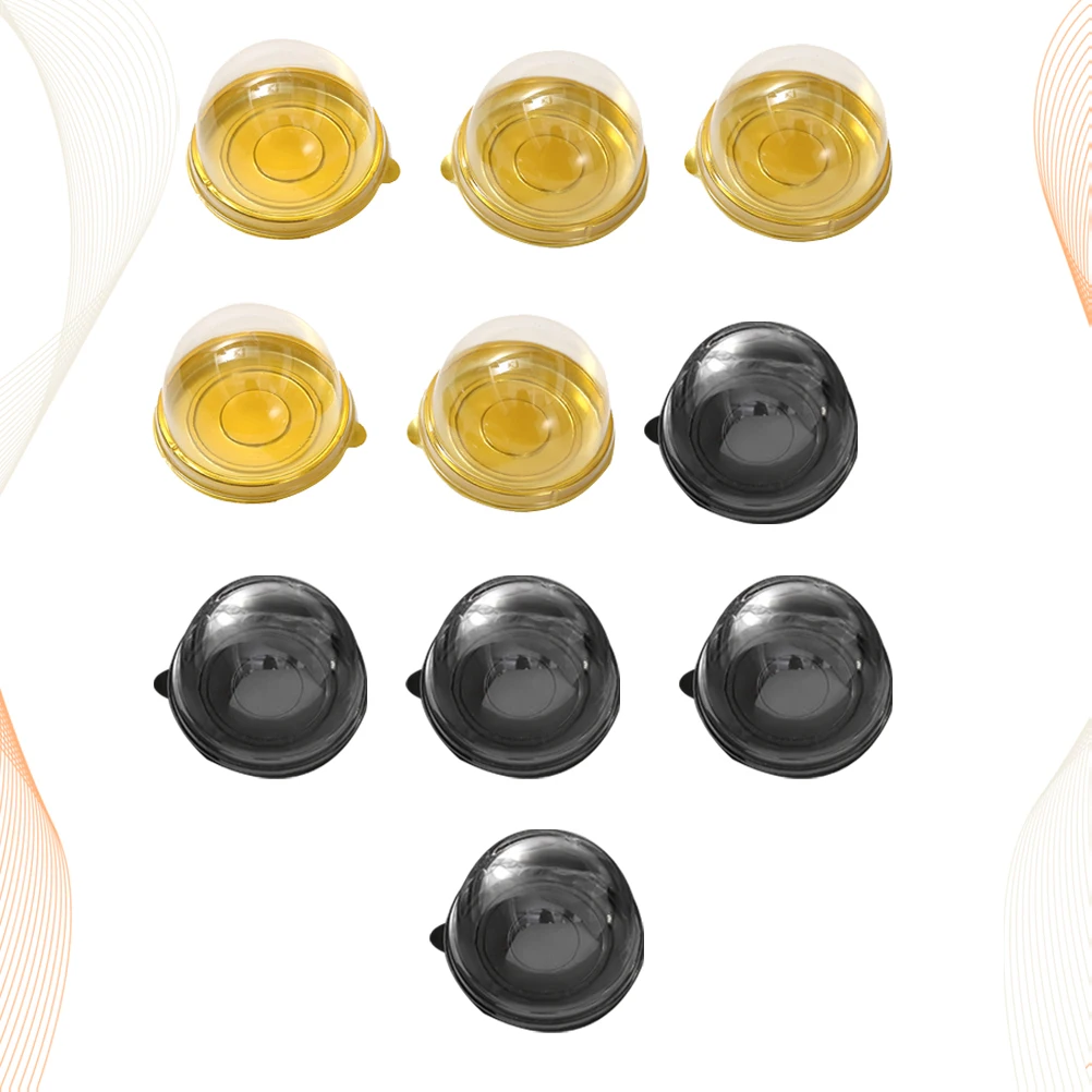 

50PCS Egg Yolk Crisp Round Transparent Plastic Gift Box Dessert Chocolate Puff Wrapping Box PVC Baking Packaging Box (Golden + B