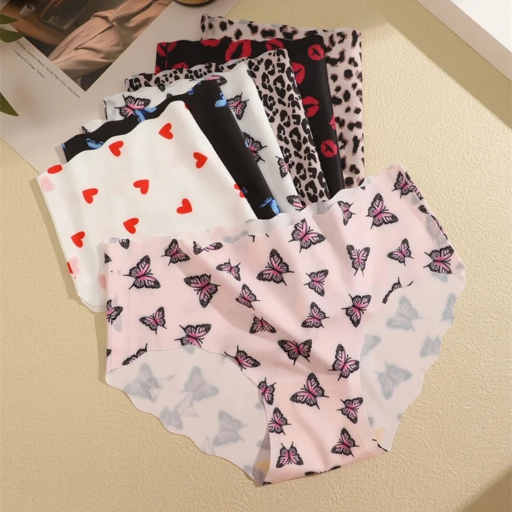 Seamless Print Underwear for Women Sexy Leopard Butterfly Briefs Female Ice Silk Panties Comfortable Lingerie S-XXL image 3