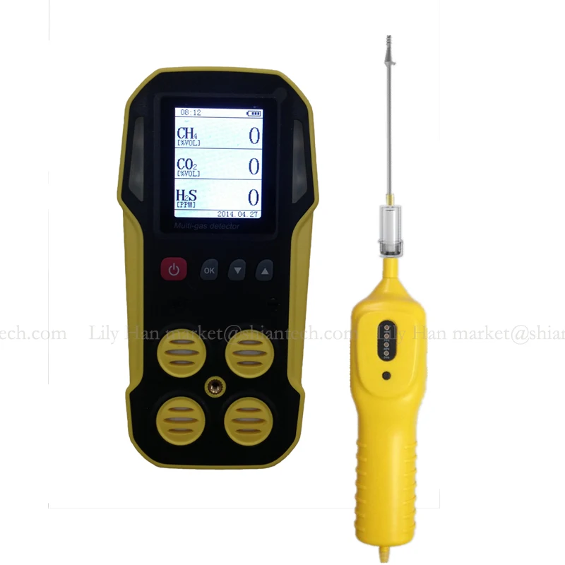 

High precise gas analyzer for biogas, CH4 CO2 H2S sesnors measured biogas monitoring detector with external air pump