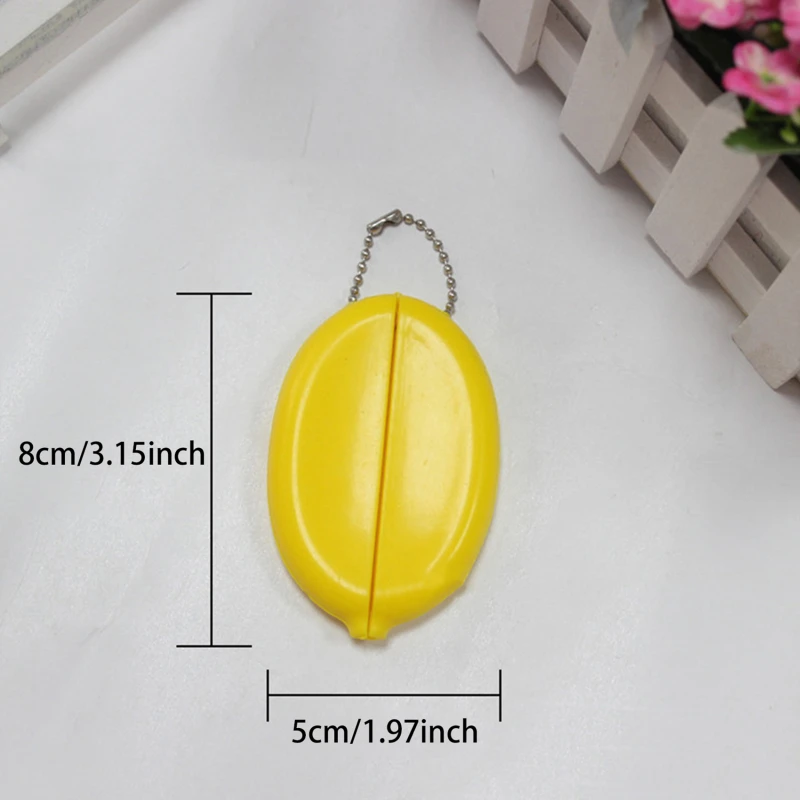 Pequeno Oval PVC Coin Purse, Bolsa colorida, Change Holder bonito com corrente, ótimo para viagens, pingente de roupa portátil