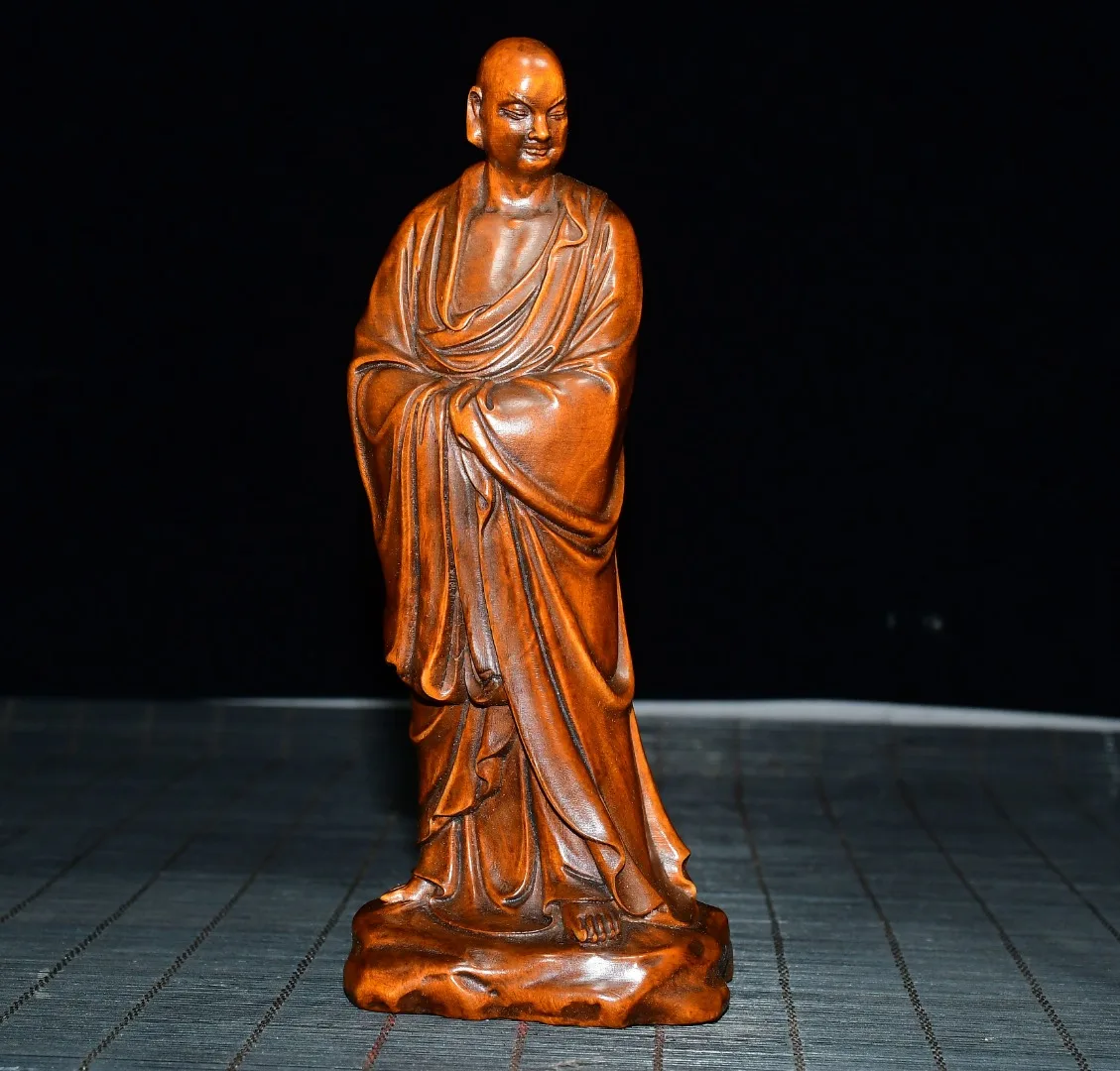 Old Boxwood High relief Burning Lamp Ancient Buddha Standing Buddha Amitabha Buddha Old monk Amass wealth Ornaments Town house