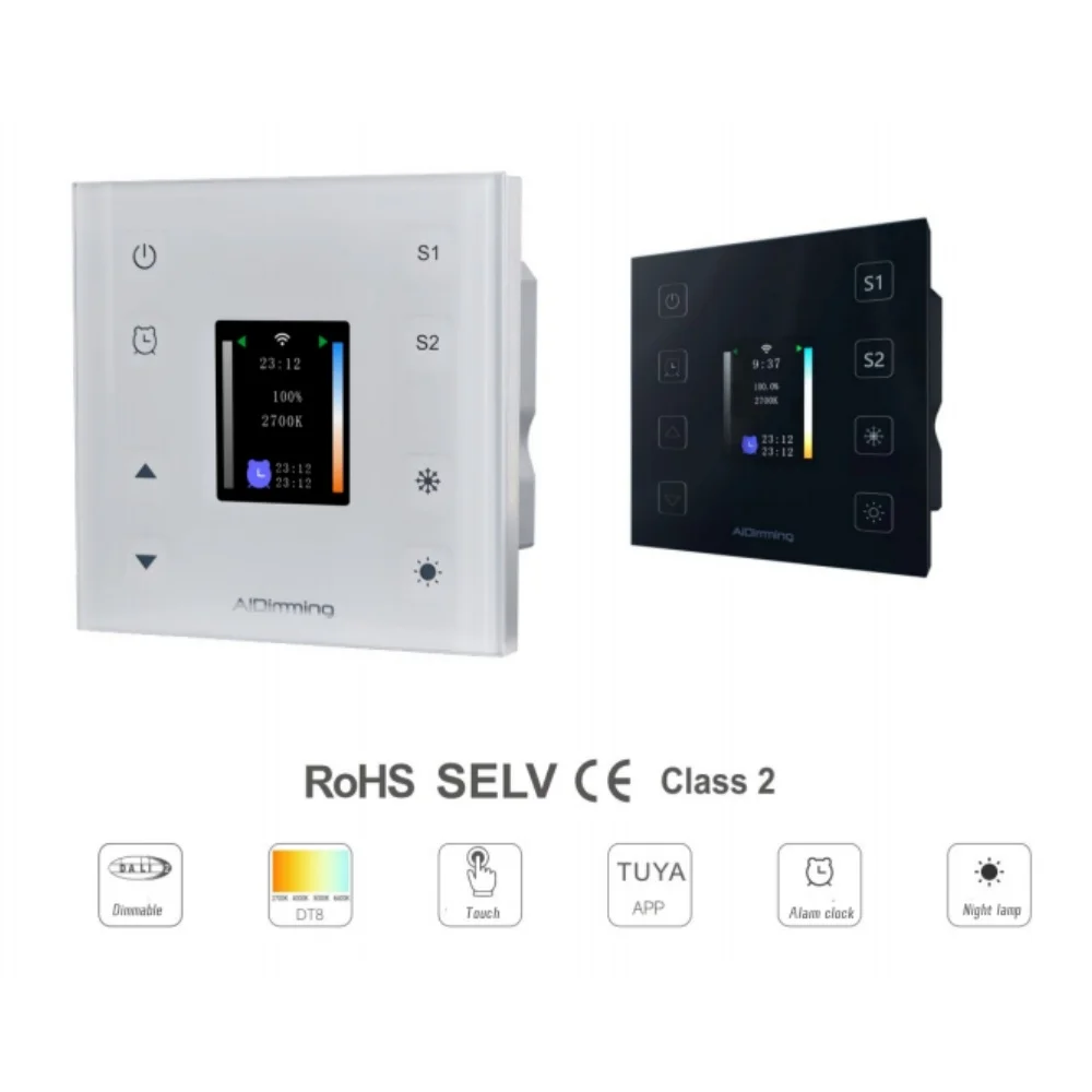 

DALI Light dimmer Control panel two-tone monochrome black white AC200-250V Suitable for DALI dimming Parallel 64 lamps