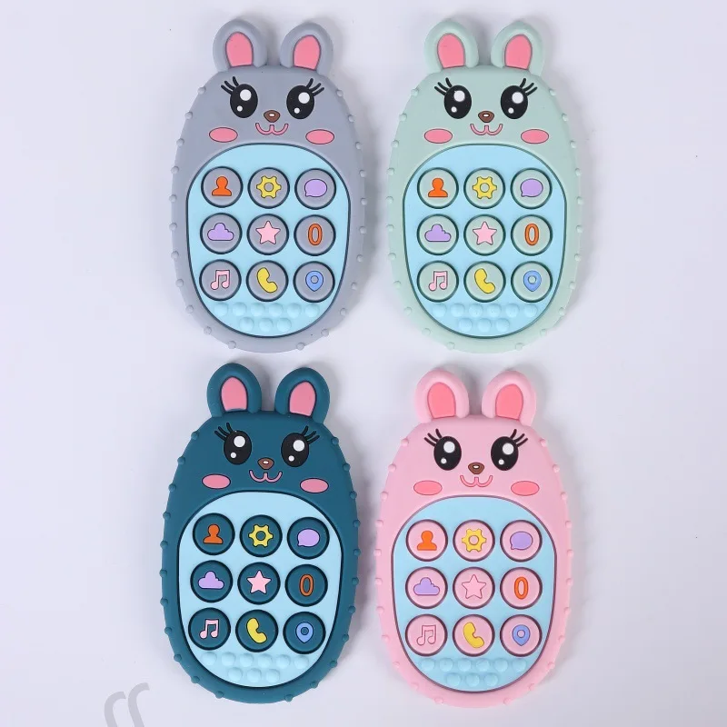 

1/4 шт., детские игрушки-прорезыватели, жевательные игрушки, мультяшный многоцветный кролик, форма дистанционного управления, силиконовые игрушки для прорезывания зубов, детские успокаивающие игрушки