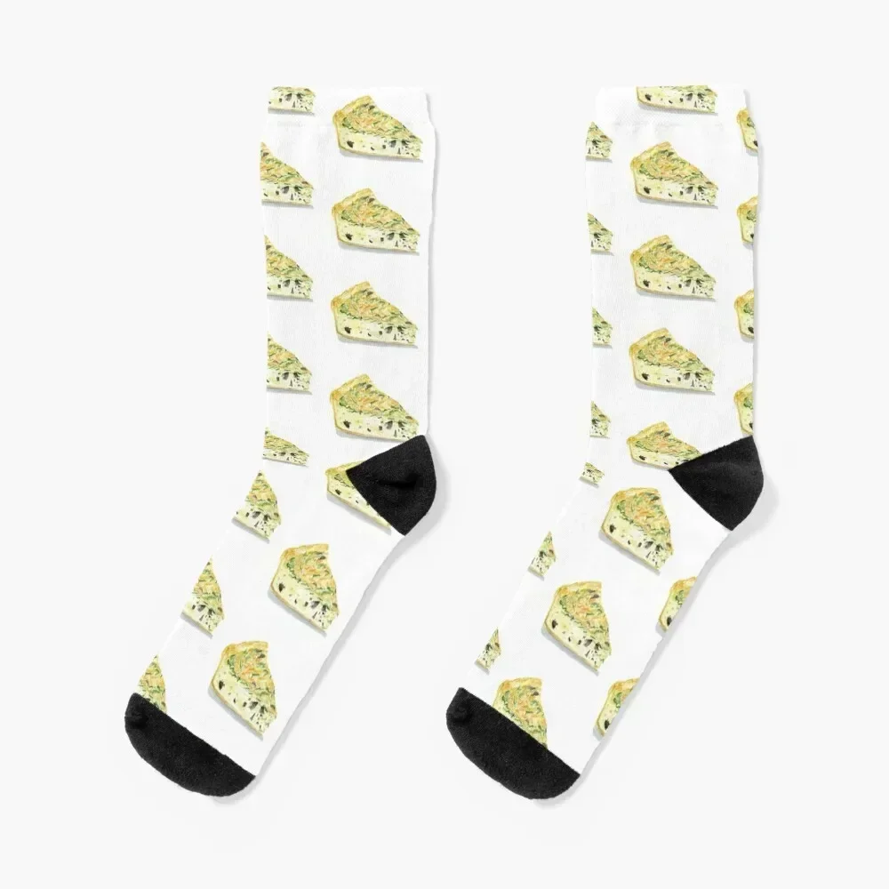 Watercolor Mushroom And Spinach Quiche Socks warm winter crazy winter gifts Men Socks Women's