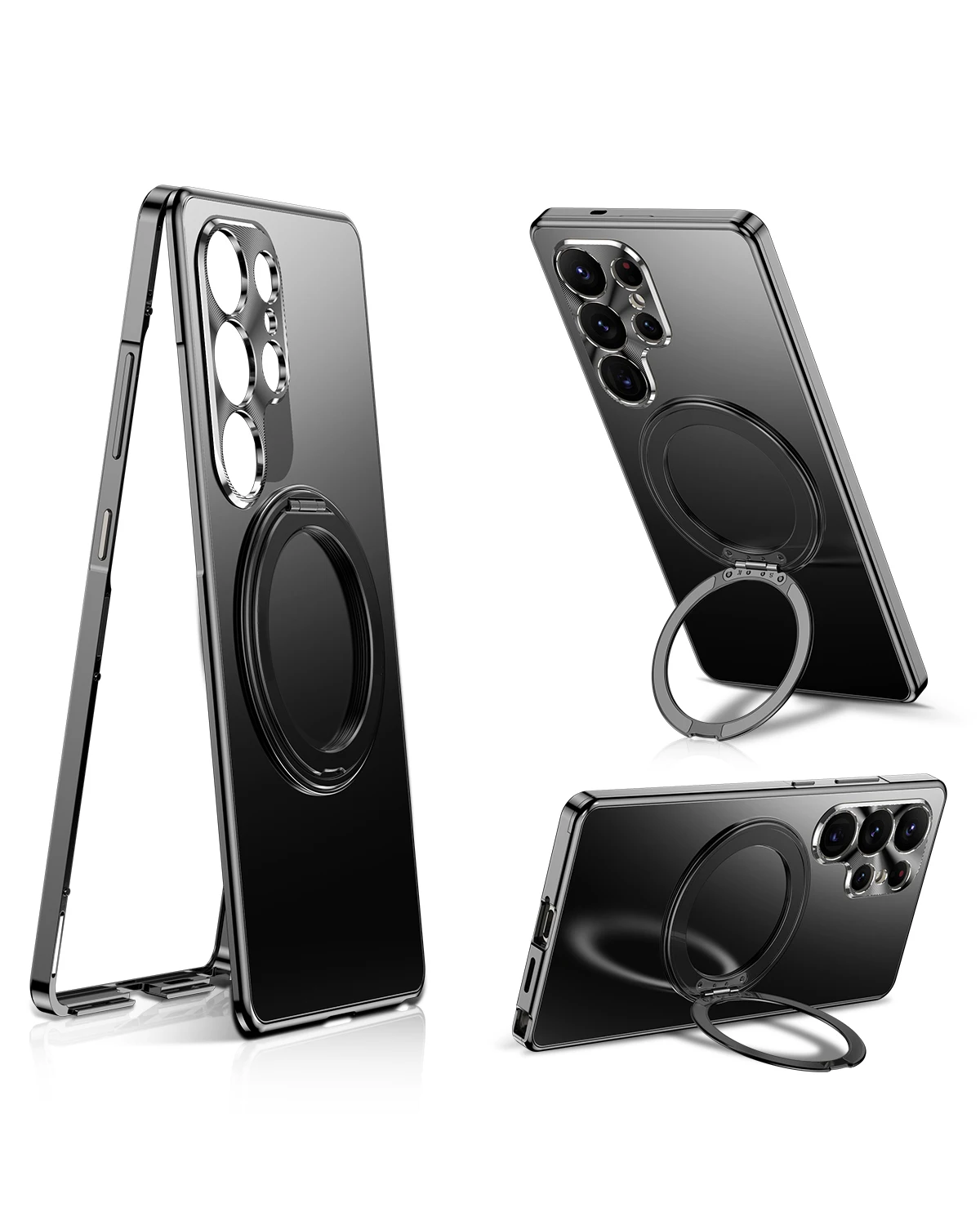 

Magnetic Metal Stand Case for S25u 360° Rotatable Titanium Frame PC Back Full Camera Lens Protection
