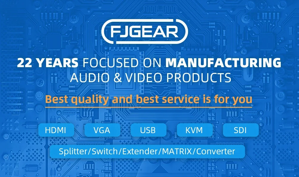 FJ-SDI108 Fjgear 8 منافذ واجهة رقمية تسلسلية مقسم فيديو يدعم الدقة 1080p التوصيل والتشغيل HD 3G-SDI