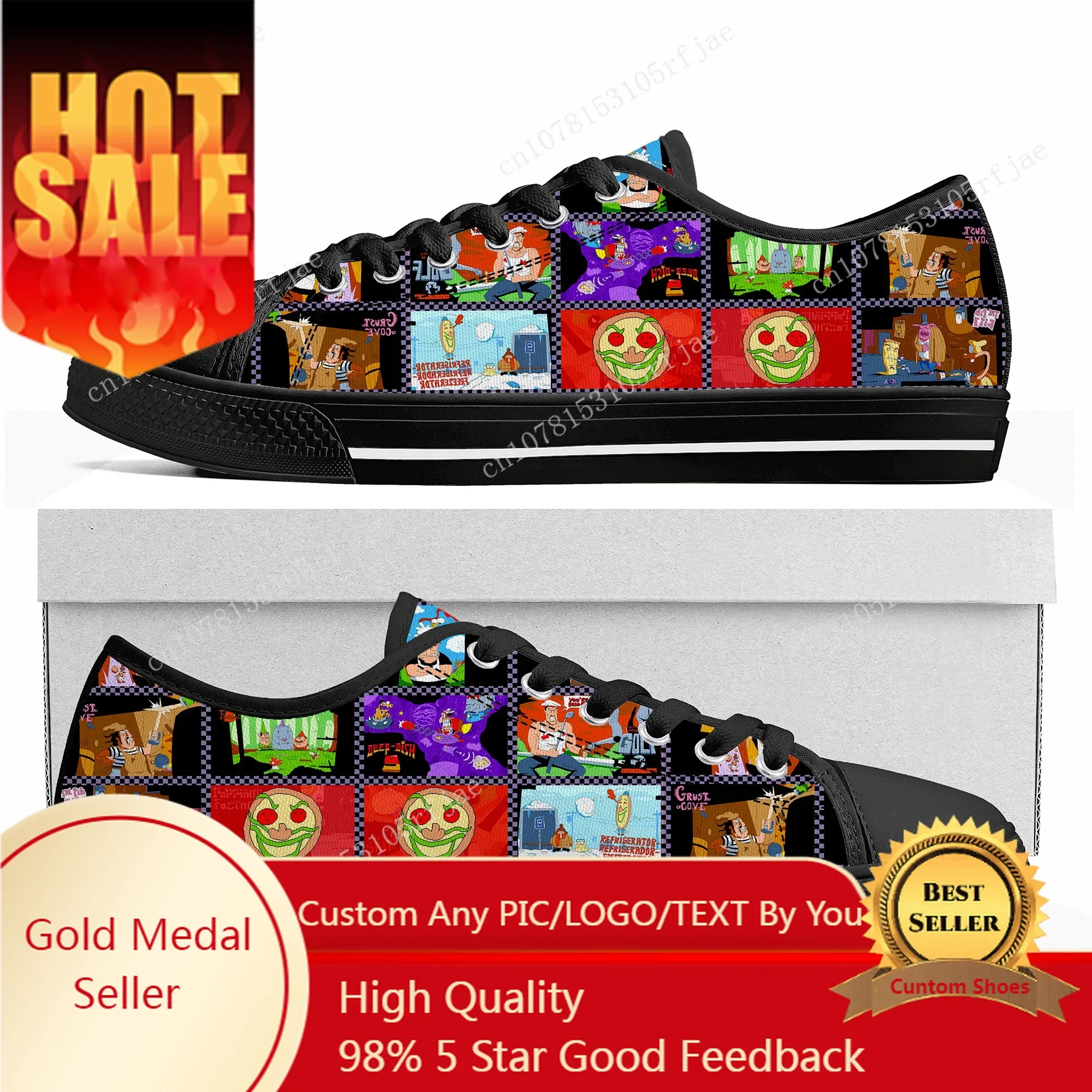 

Pizza Tower Custom Low Top Sneakers Cartoon Game Women Men Teenager Fashion Shoes Casual Tailor Made Canvas Sneaker